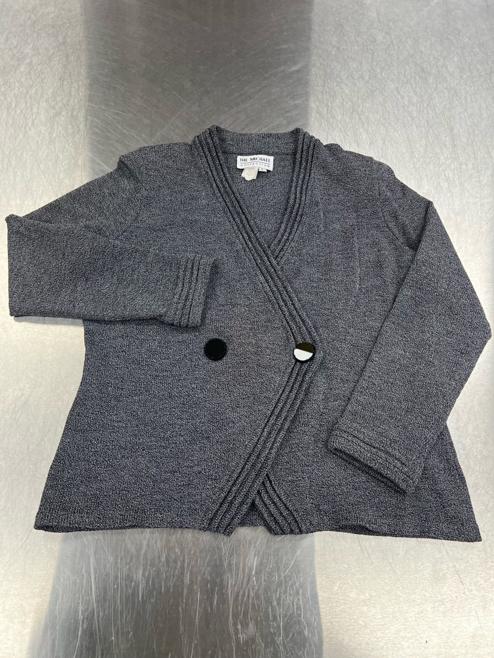 Vintage The Michael Collection Women’s L Charcoal Cardigan Sweater 75% Wool